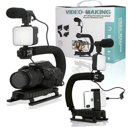 Estabilizador Kit Grabación Trípode Micrófono Led