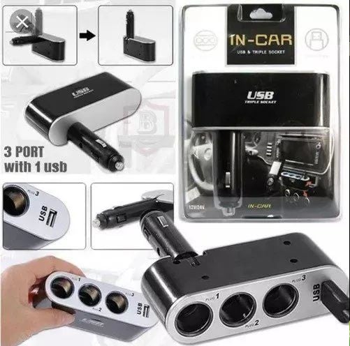 Multiplicador De Toma 12v X3 Auto Con Usb