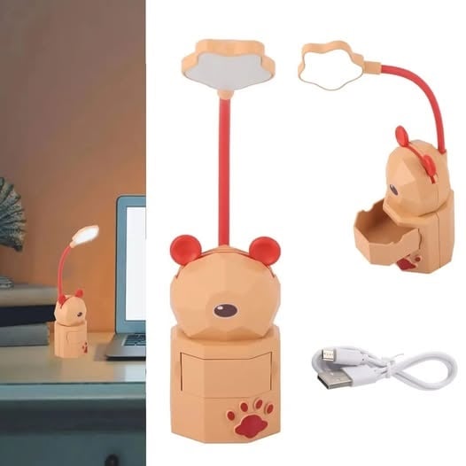 Lámpara Velador Led Recargable + Cable Modelo: Osito Cajon