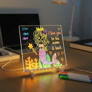 Pizarra Magica Led 20x30 Cm Usb Con Soporte + 7 Marcadores