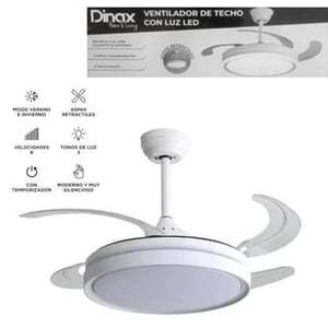 Ventilador De Techo Retráctil Luz Cálida Fría 4 Aspas