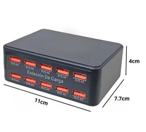 Cargador Estacion De Carga 60w 10 Puertos Usb 2.4A