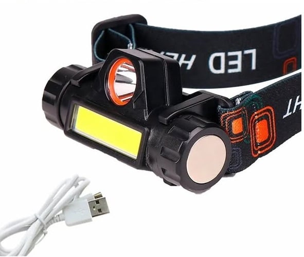 Linterna Potenciada Minera Usb Vincha Recargable 2 Luces Led