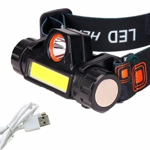 Linterna Potenciada Minera Usb Vincha Recargable 2 Luces Led