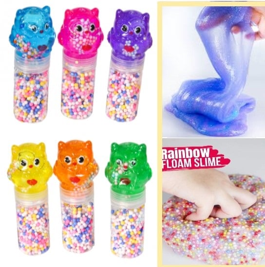 Slime + Pelotitas Animalitos Rainbow Floam Slime Juguete 13x5Cm 2 Compartimientos