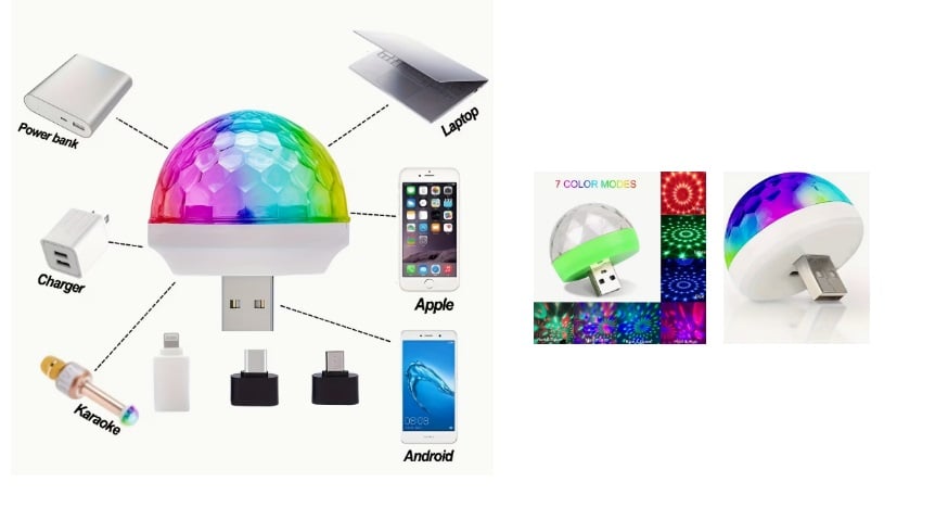 Mini Luz de Discoteca, Alimentada por USB