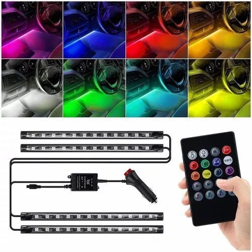 kit 4 Tiras De Luces Led Completo Tunning Interior Audio rítmicas Para Auto