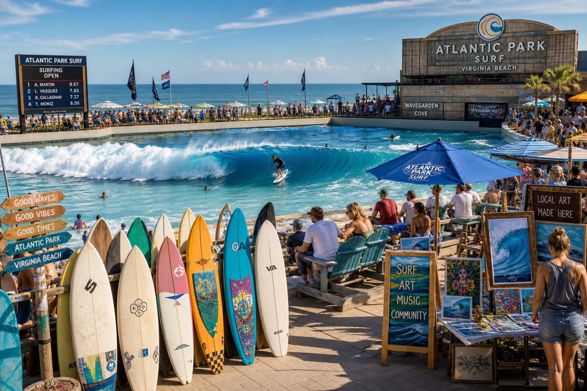 Evento Surf Markante em Piscina de Onda na Virginia
