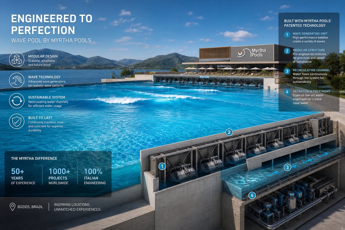 Myrtha Pools revoluciona design de piscinas com onda