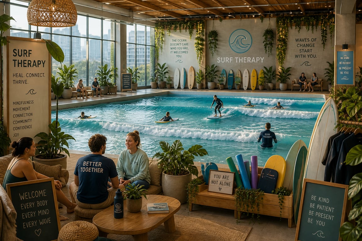 Terapia de Surf em Piscinas Melhora Bem-estar Jovem