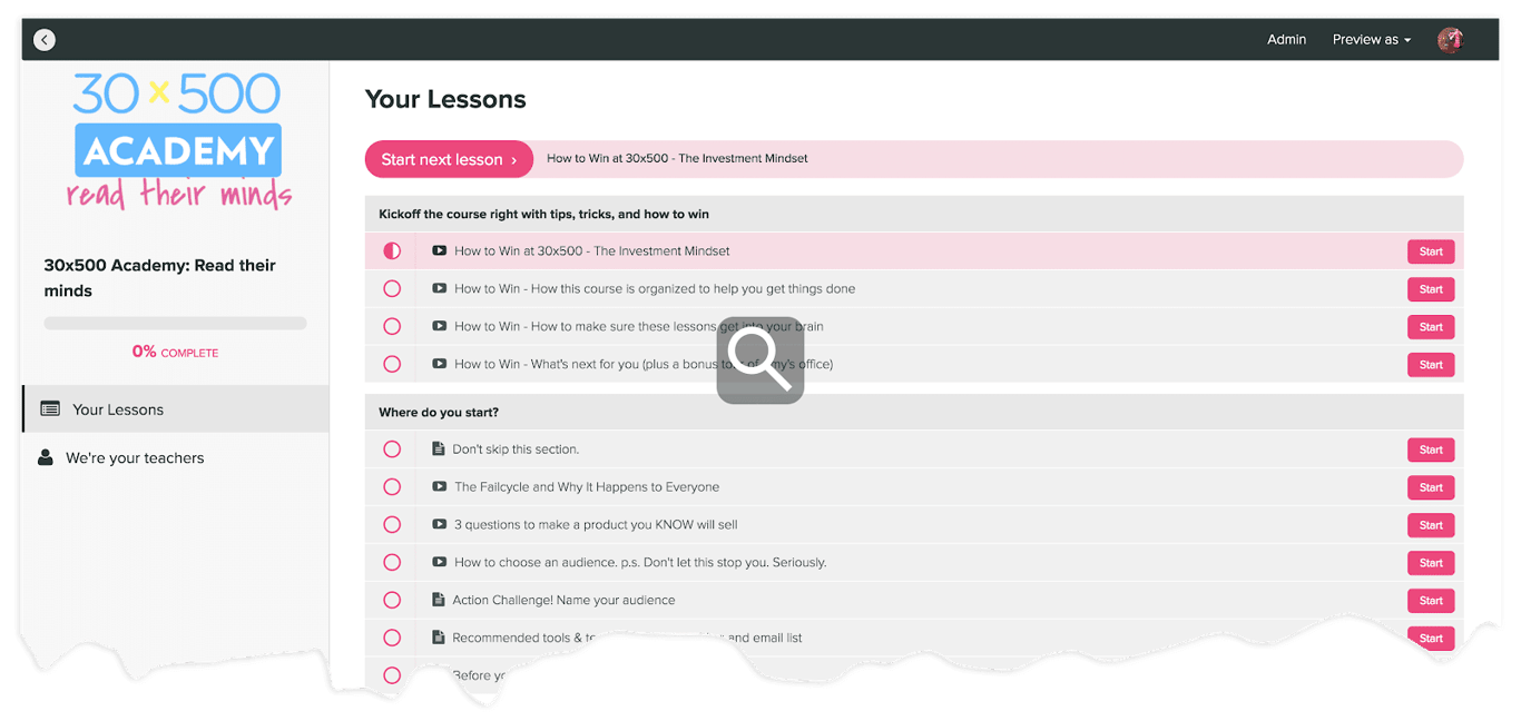 Entrepreneurs courses #3: 30x500 Academy
