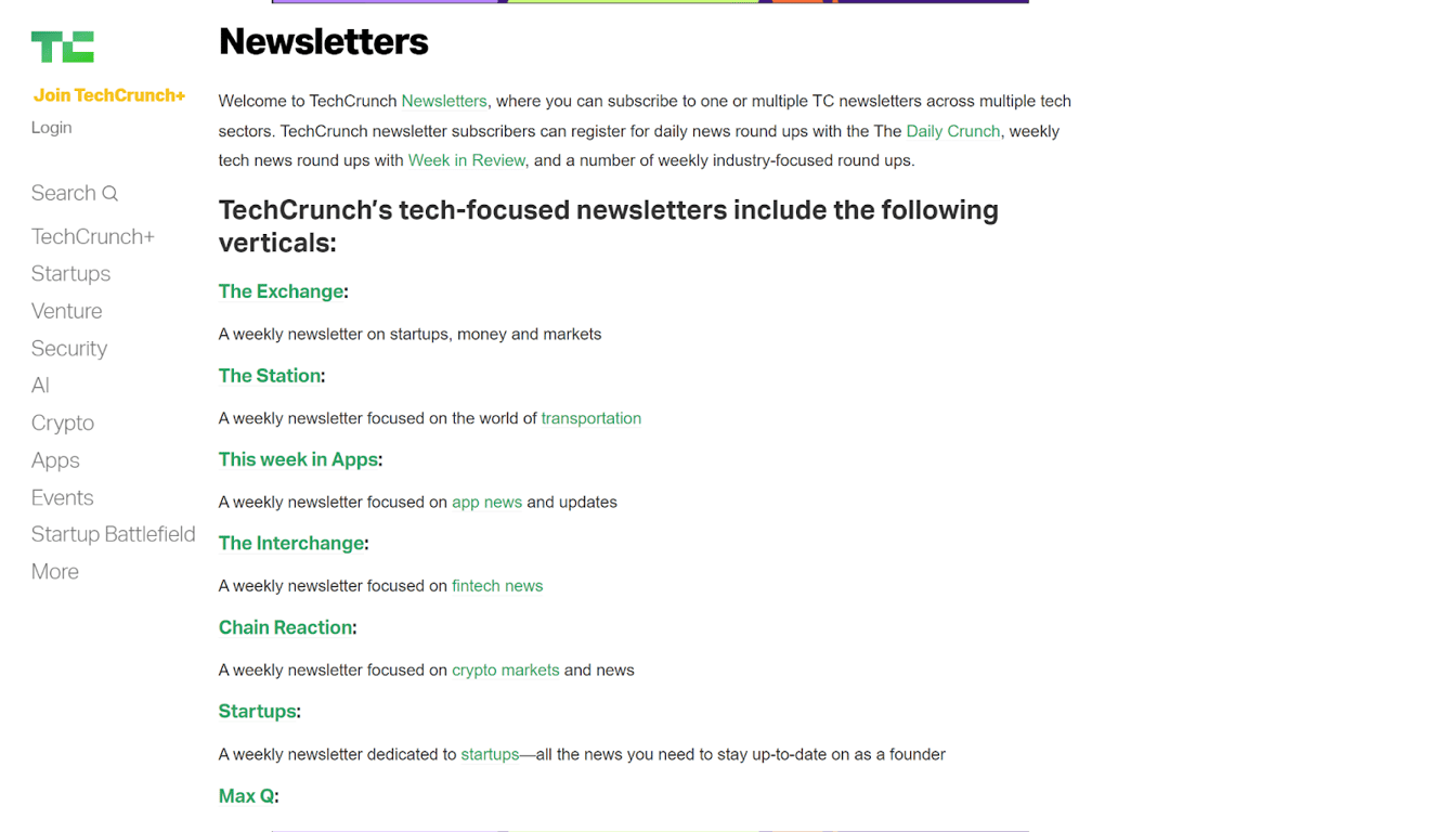 Techcrunch’s Newsletter