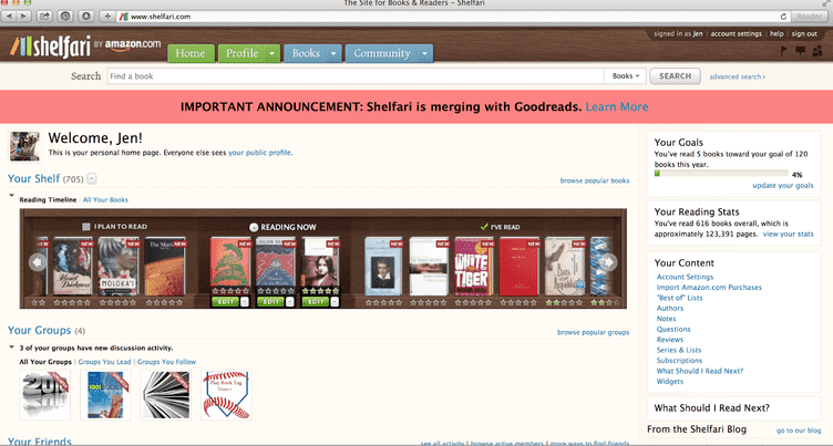 Amazon Shelfari Homepage