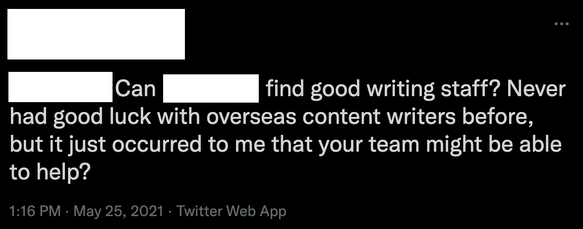 Staff Agency Customer Tweet