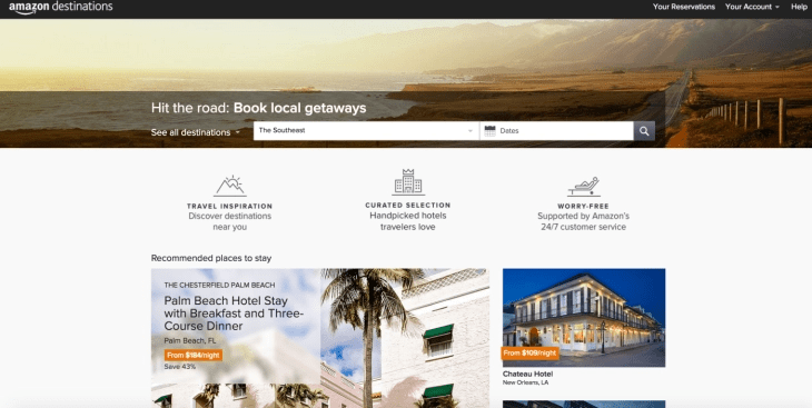 Amazon Destinations Landing Page