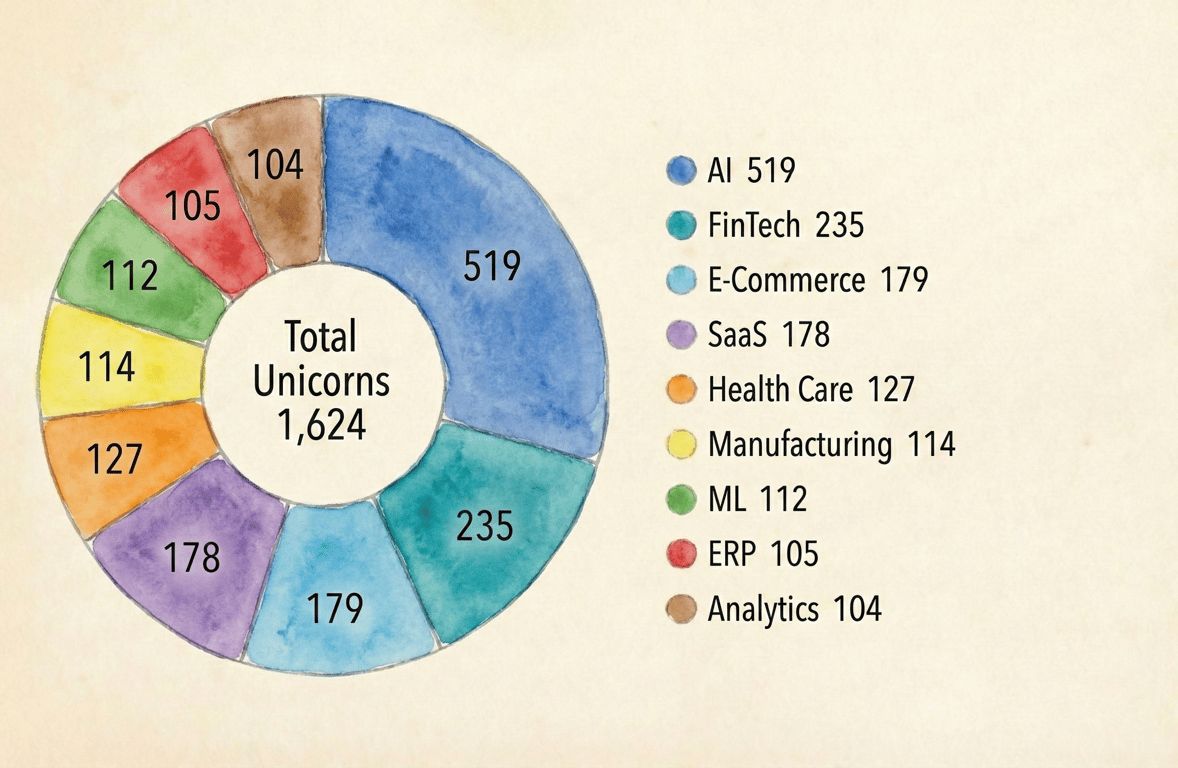 Unicorns by Industry (2025)