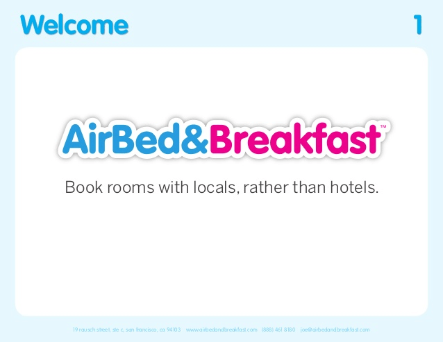 Airbnb Pitch Deck Welcome Slide