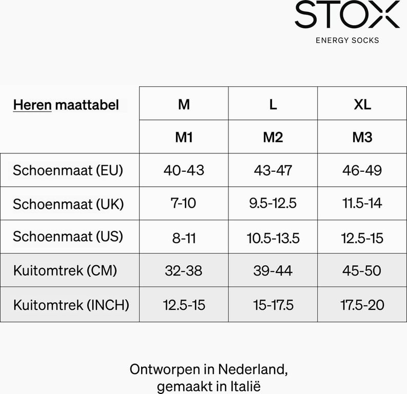 stox maattabel