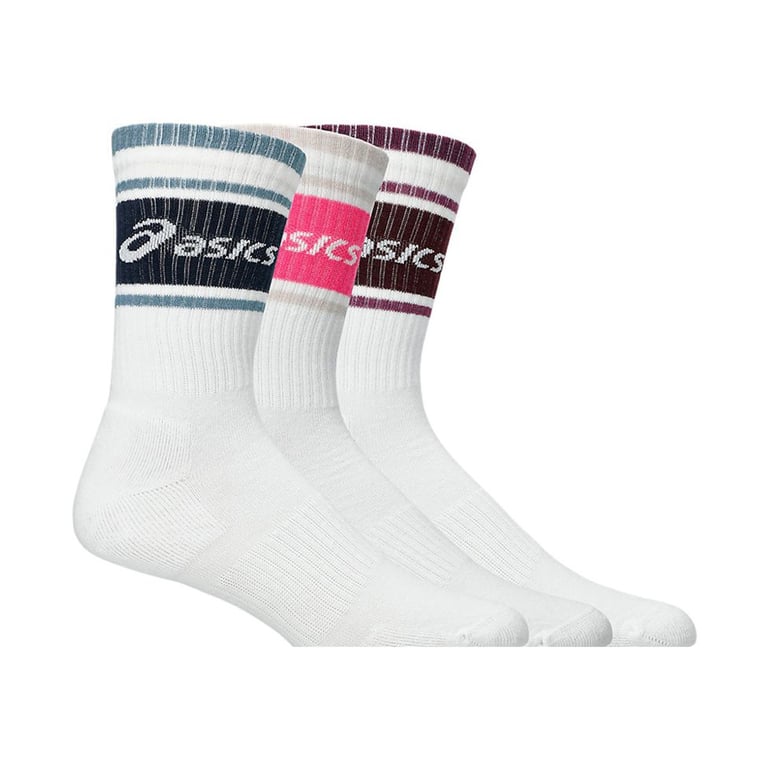 ASICS Logo Crew Socks (3-Pack) (Dark Aubergine/Bubblegum/Midnight)