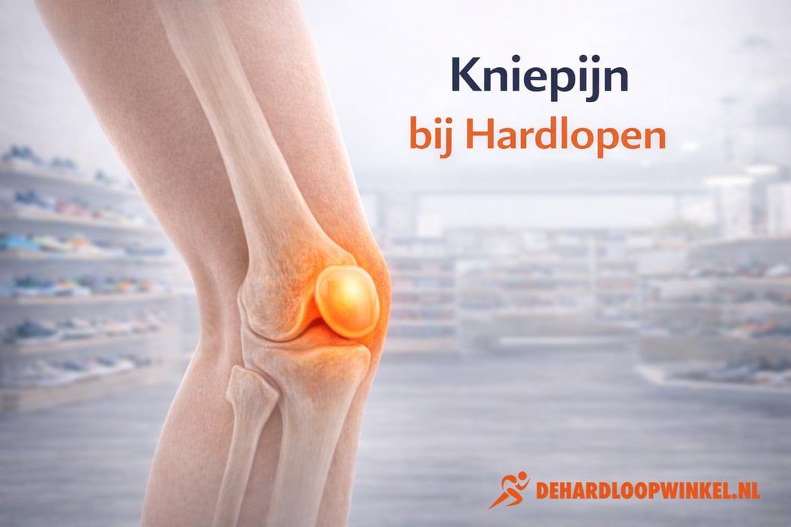 Kniepijn afgebeeld aan binnenzijde bij hardlopen.