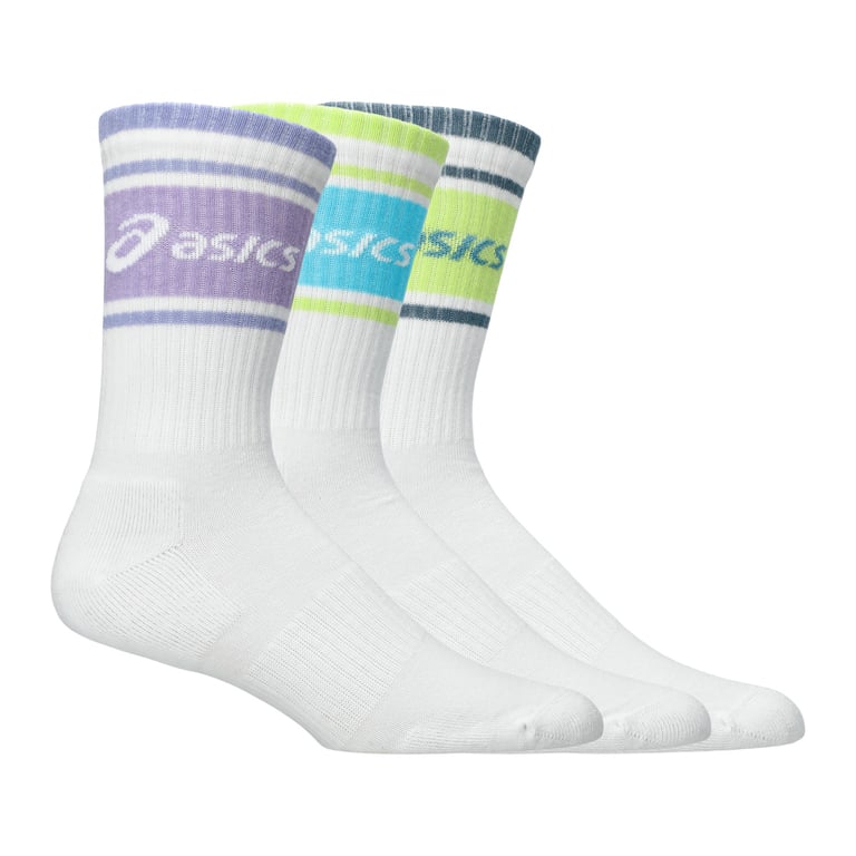 ASICS Logo Crew Socks (3-Pack) (Illuminate Yellow/Engery Aqua/Fresh Air) 