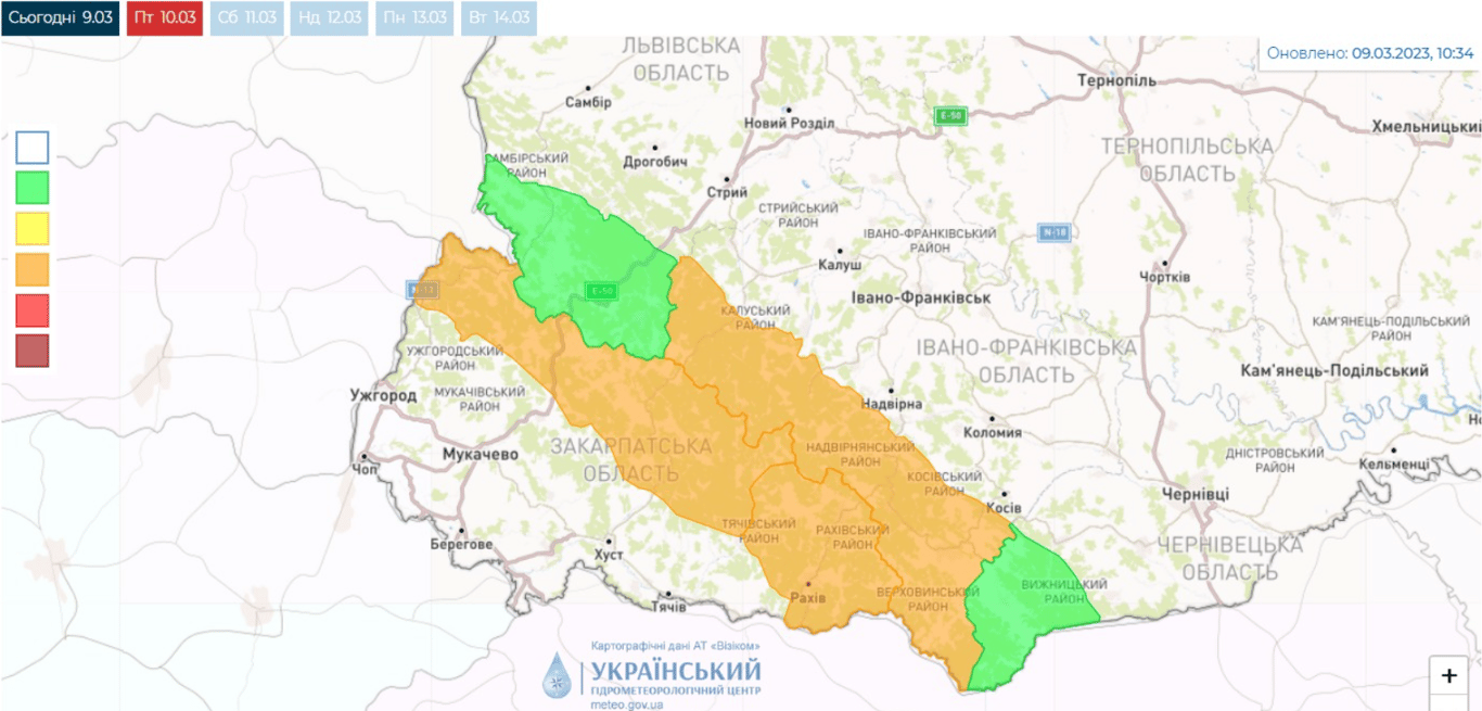 Лавинна небезпека 10 березня