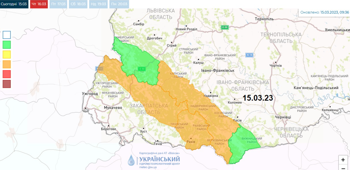 Сніголавинна небезпека 16 березня