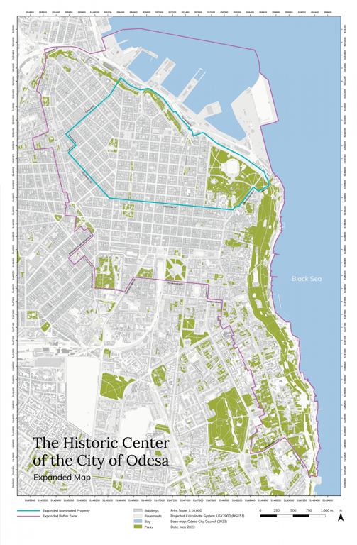 Карта нових кордонів історичного центру. Фото: Одеська міська рада