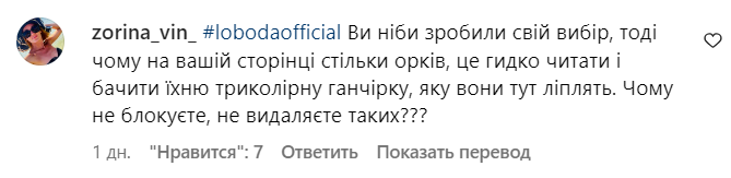 Комментарии со страницы Светланы Лободы