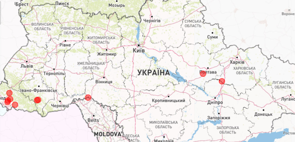 Карта землетрясений