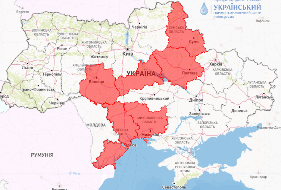 Мапа пожежної небезпеки в Україні. Фото: Український гідрометеорологічний центр