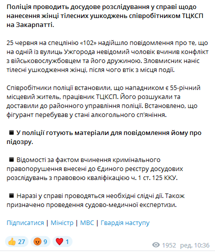 МВС про розслідування закарпатського інциденту