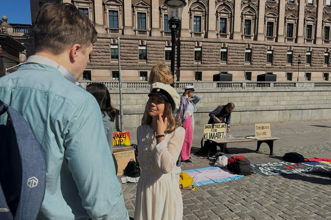 Грета Тунберг на акції у Стокгольмі 9 червня 2023 року. Фото: REUTERS/Marie Mannes REFILE