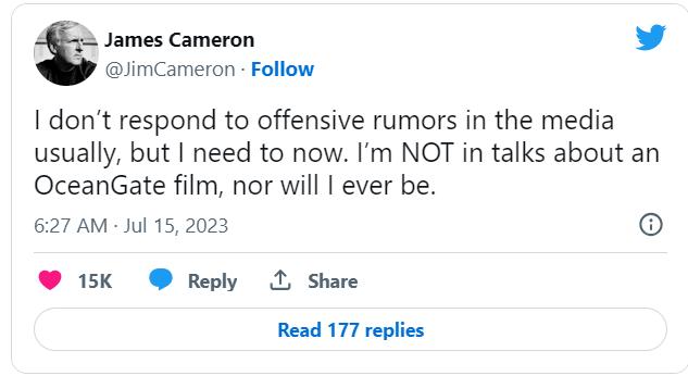 Режиссер "Титаника" признался, будет ли снимать сериал о затонувшем батискафе - фото 1