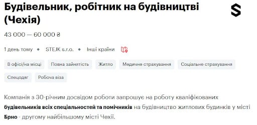 Робота будівельникам в Європі 2023