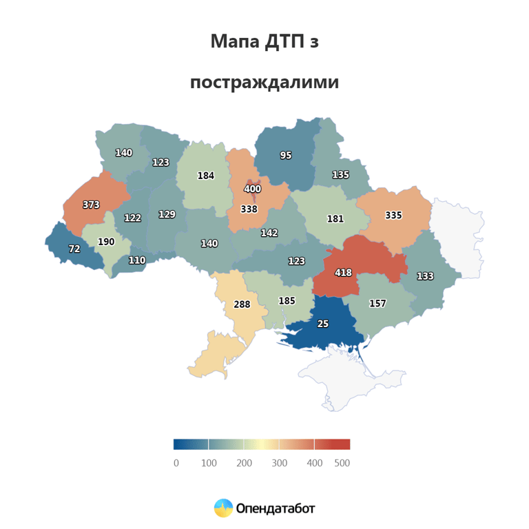 Кількість ДТП в Україні у І кварталі 2023 року