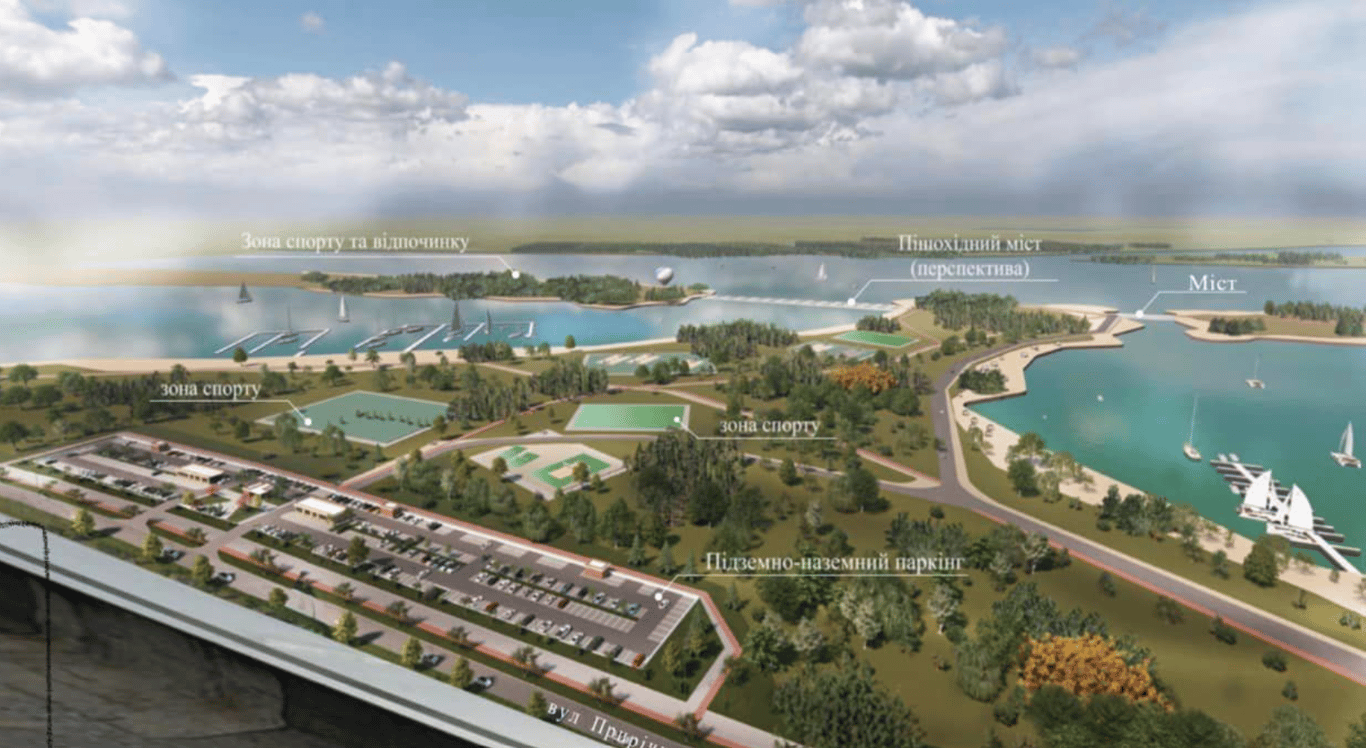 Проєкт великої рекреаційної зони на Оболоні. Фото: facebook.com/Vitaliy.Klychko
