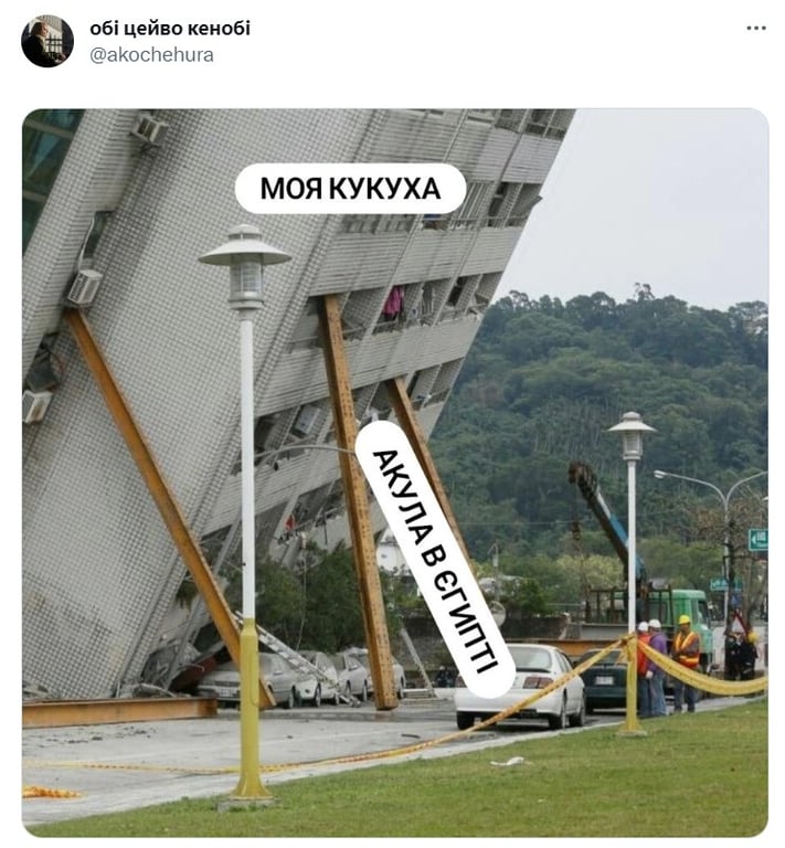 Меми про акулу, яка з'їла росіянина у Єгипті. Фото: соцмережі