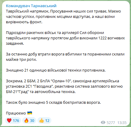 Бригадный генерал Тарнавский об успехах на Таврическом направлении