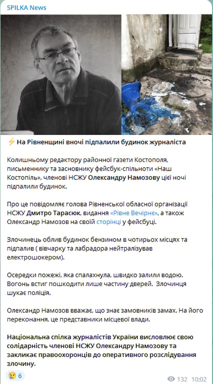 НСЖУ вимагає розслідувати злочин проти свого члена