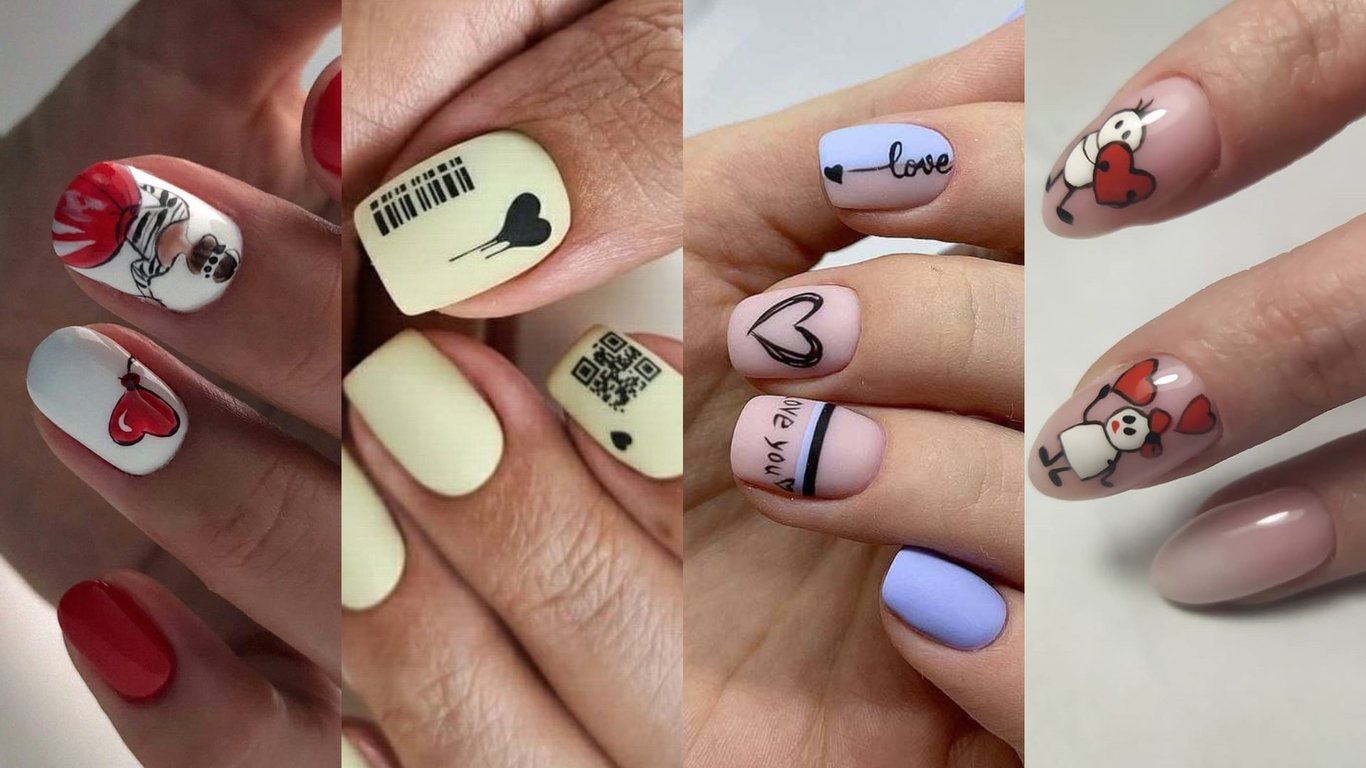 Рисунки на ногтях ко Дню влюбленных