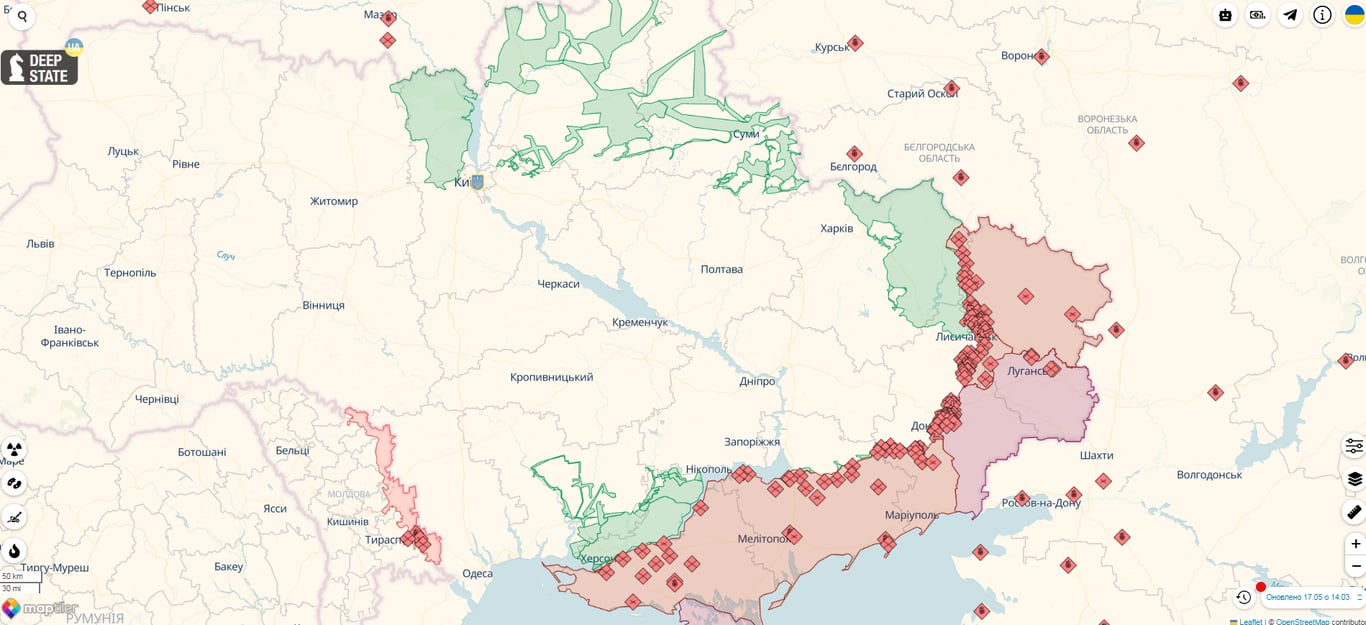 Онлайн-карта боевых действий от DeepState