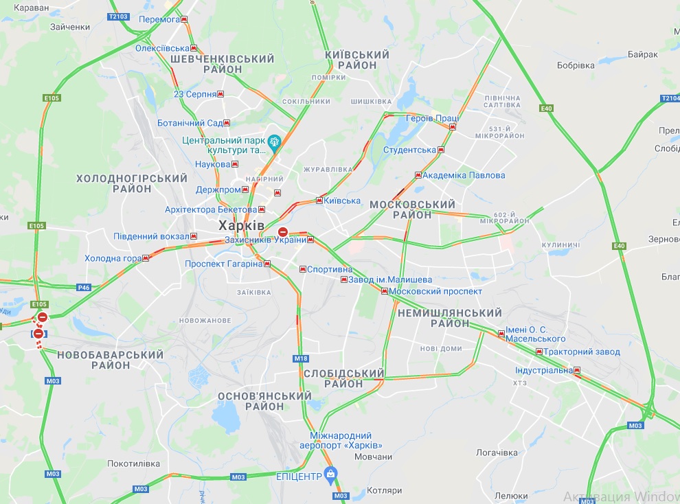 Карта заторов в Харькове