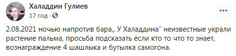 Власник бару в Арцизі розшукує поцуплені пальми за шашлик і самогон