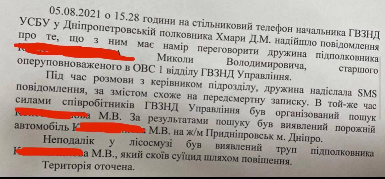 Смерть підполковника СБУ