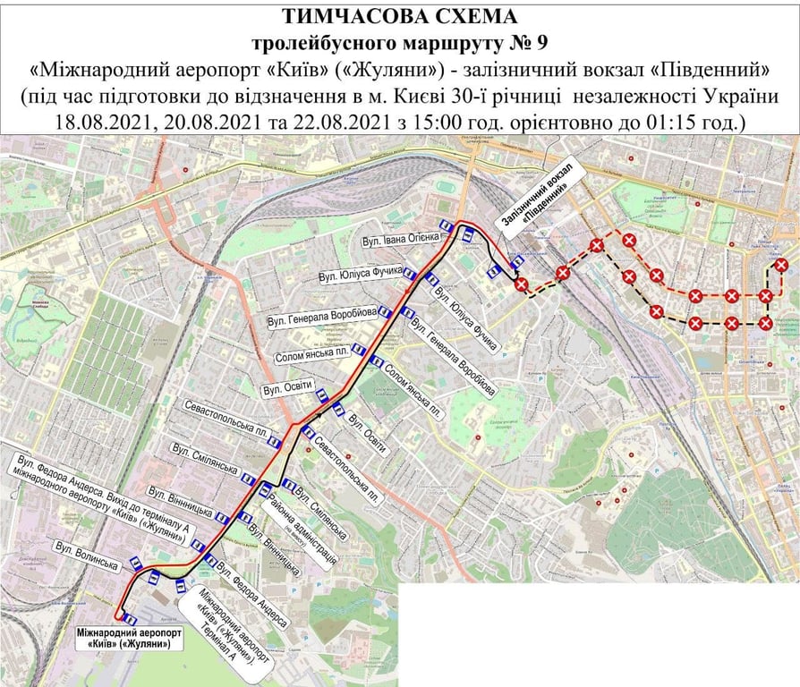 Маршрут транспорту в Києві 22 серпня