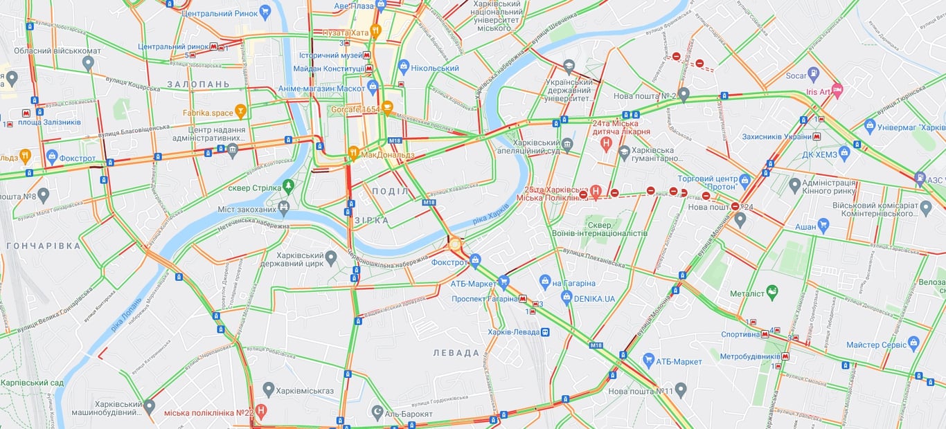 карта пробок в Харькове