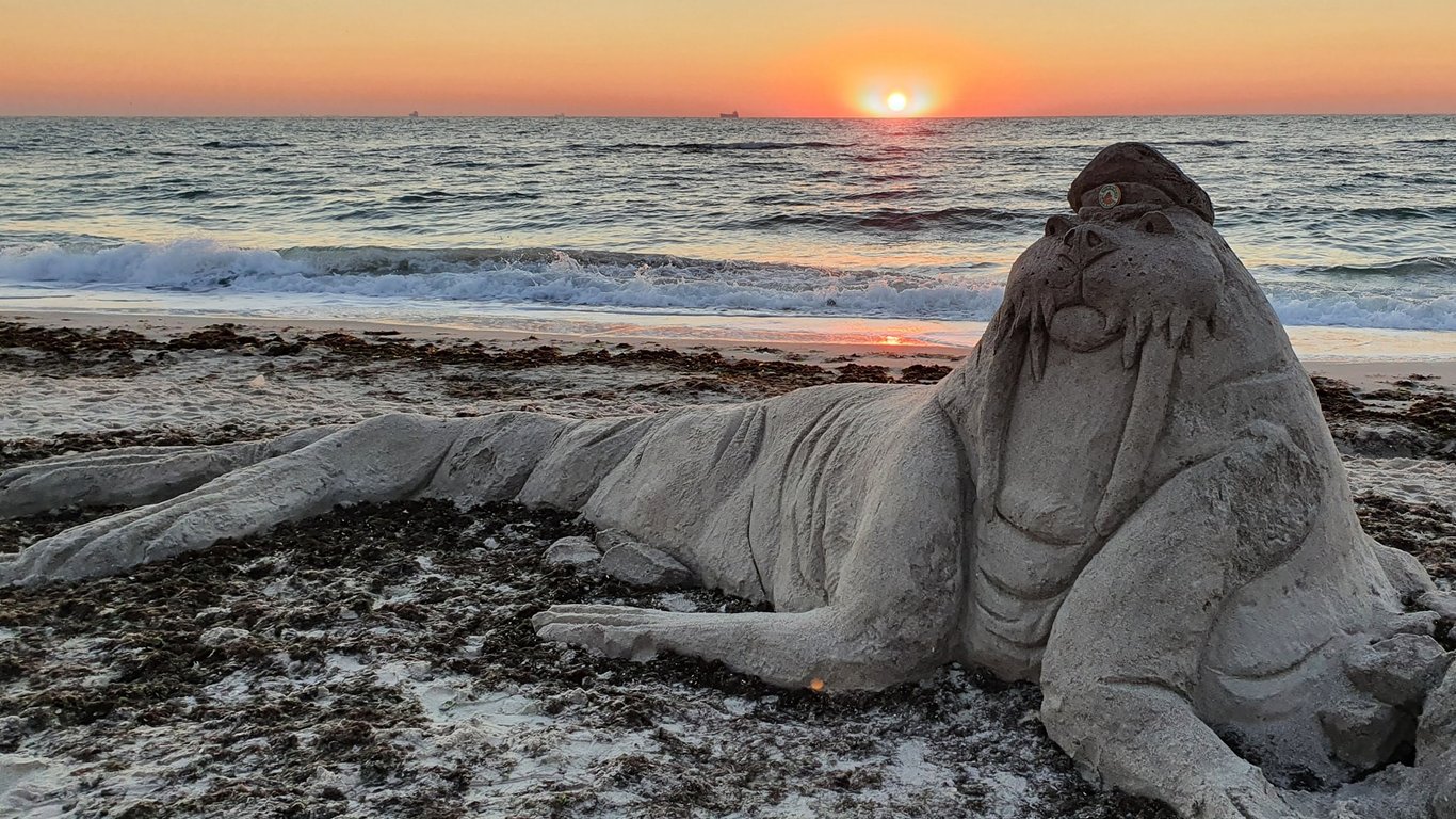 В Одесі зліпили найбільшу в Україну фігуру моржа з піску
