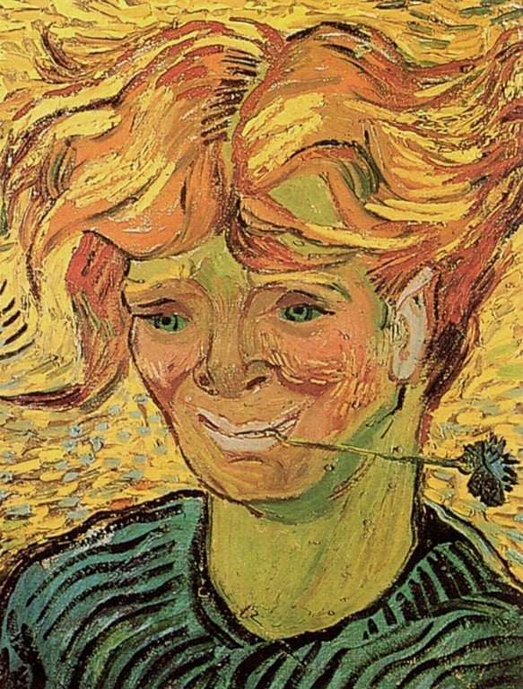 Картина Ван Гога Молодий чоловік з волошкою