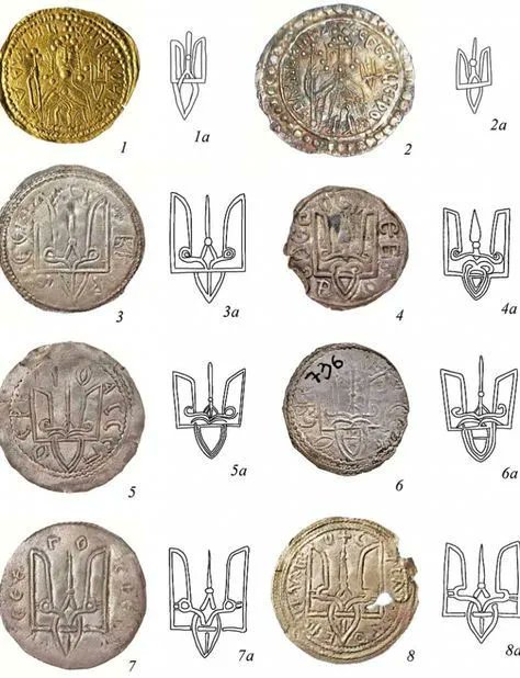 тризуб на древніх монетах